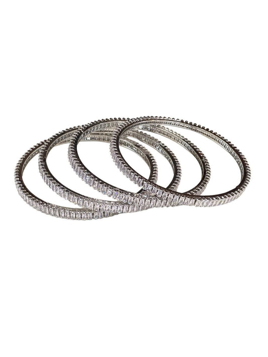 Silver Finish Reverse Choki Stone Bangles (Set of 4) - Mix N Match - D9224 C 1022 - Prachy Creations