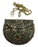 Mirror / Gold Finish - Mirror Work Palm Size Clutch Bag / Handbag -Bollywood / Weddings - AE2526 11H25