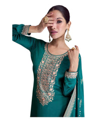 Jade Green- Simple / Classy Chiffon Ladies Indian Salwar Suit with Rich Dupatta - SYRA9684 VP 1023