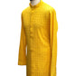 Haldi Yellow - Rich Sequins Lucknowi Chiffon Mens Indian Kurta Set with Smart Pants - Weddings / Walimas , Sangeet, Eid, Mehndi / Henna - SHU2502 KC 0325