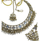 Clear Stone - Antique Gold Finish Necklace & Earrings Set - Bollywood - Weddings - DAJ547 11KV24