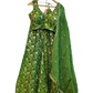 Mehndi Henna Green - Banarasi Brocade Silky Lehenga Set - Mehndi / Sangeet / Bridesmaids / Weddings / Garba  - Size UK 12 (38" Bust) Adjustable to Size 14 - UK Stock - 24h Dispatch - AF2601 02VP26