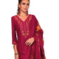 Magenta - Simple / Classy Ladies Indian Trousers Suit with Printed Dupatta - Size 12 (38") - LL22604 VV 1024