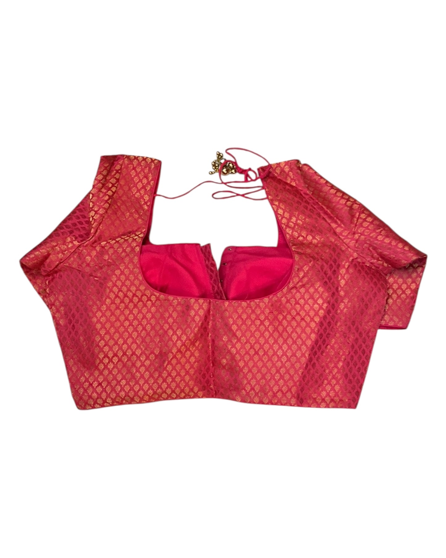 38" & 42" - Coral Pink - Banarasi Brocade Saree / Lehenga Blouse -UK Stock - Quick Dispatch - LT3 08Rp25