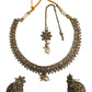Gold / Neutral - Small - Antique Gold Finish Necklace Set with Earrings - DAJ298 C 0724