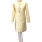 Cream - Silky Self Brocade Mens Kurta Set - Wedding Sangeet Mehendi Haldi - SHU2307 KT 0923
