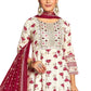 Off White / Cream - Cotton Block Printed Long Dress with Dupatta - Available in Sizes 14(40") & 20 (46") - BH1003 KK 0924
