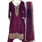 UK 12 / 38" - Wine - Silky Ladies Trousers Suit - Sangeet / Henna / Temple - OC578 VR