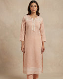 XS to XXXL - Pastel Coral Pink - Lucknowi Cotton Ladies Kameez Top only - Funeral  / Church / Casual - ARV4380 H