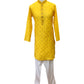 Haldi Yellow - Linen Mirror Work Mens Kurta Set - Sangeet Mehendi Haldi - NY2303 KT 1123