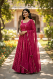 Fuchsia / Magenta -  Dupion Silk Lehenga Set - Garba / Dandia , Mehndi / Sangeet / Weddings - Size UK 12 (38" Bust) Adjustable to Size 14 - UK Stock - 24h Dispatch - AF2506 09TY25