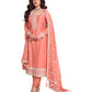 Peach - Simple / Classy Silky Ladies Indian Salwar Suit with Rich Dupatta - Available in Sizes 12 & 18 - VF69093 VR 0924