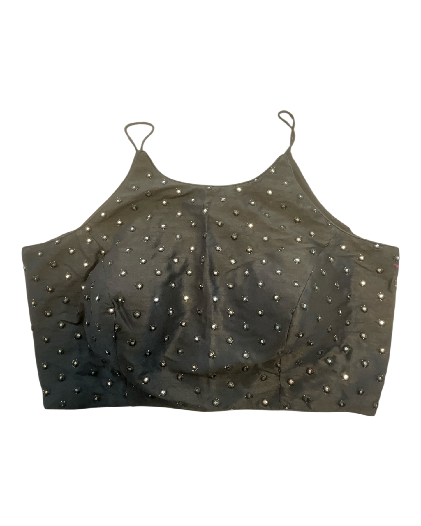 36" / UK 10 - Black - Mirror Work Strap Saree Blouse with cups - UK Stock - Quick Delivery - RNK - R778 -KY