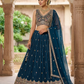 Size UK 14 (40" Bust) Adjustable to Size 16 - Petrol Blue - Banarasi Silky Lehenga Set - Mehndi / Sangeet / Bridesmaids / Weddings / Garba  - UK Stock - 24h Dispatch - JF10505 05PV26