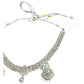 Clear / Silver - Small Size Silver Finish Necklace Set with Earrings - SJ05 08C25