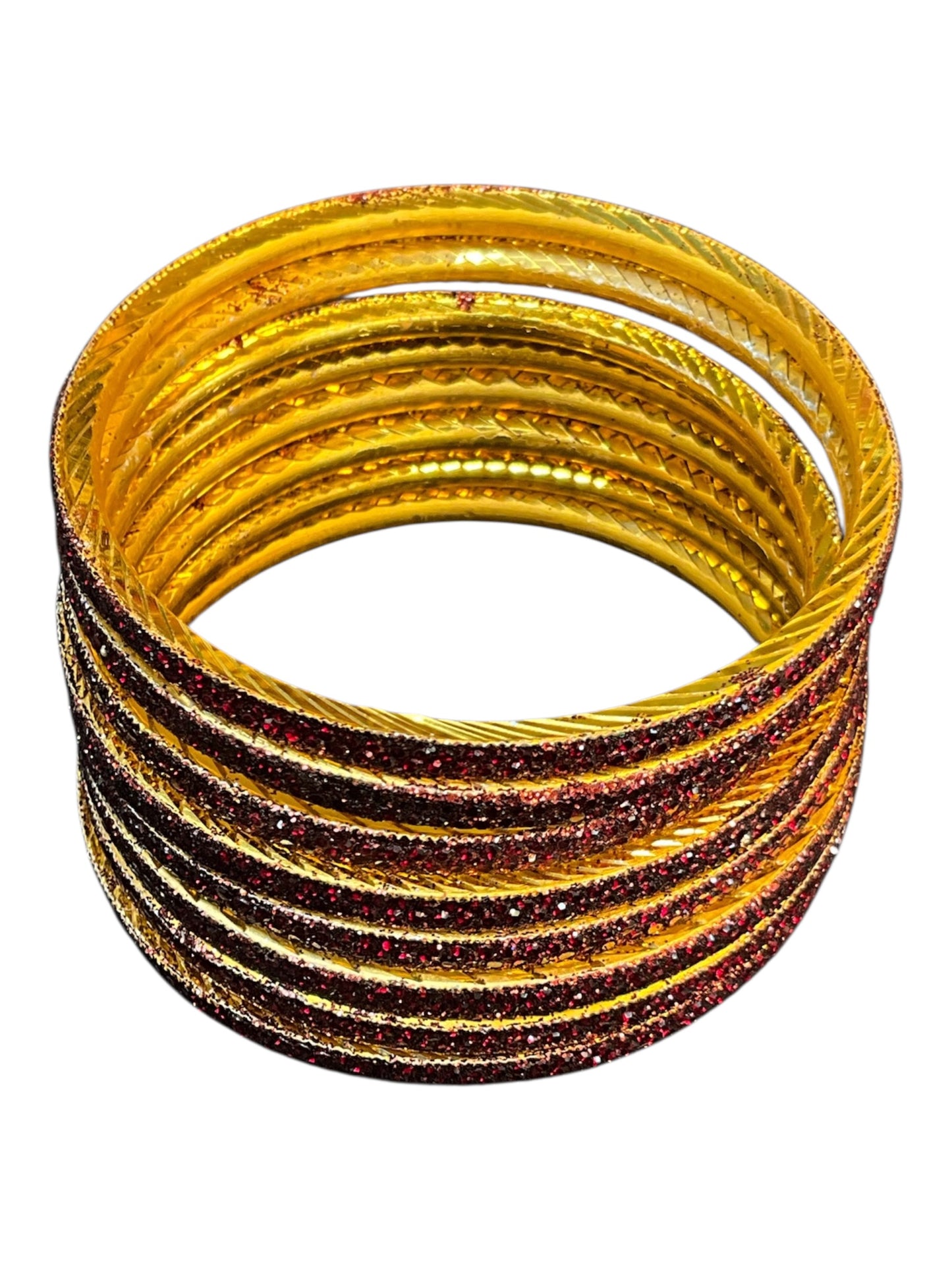 Maroon - Set of 8 Stone Bangles -  M to XXL - HAN2601 07Ka26