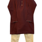 Maroon - Silky Mens Indian Kurta set - UK Stock - Ideal to Pair with a Waistcoat - VEE1095 KJ