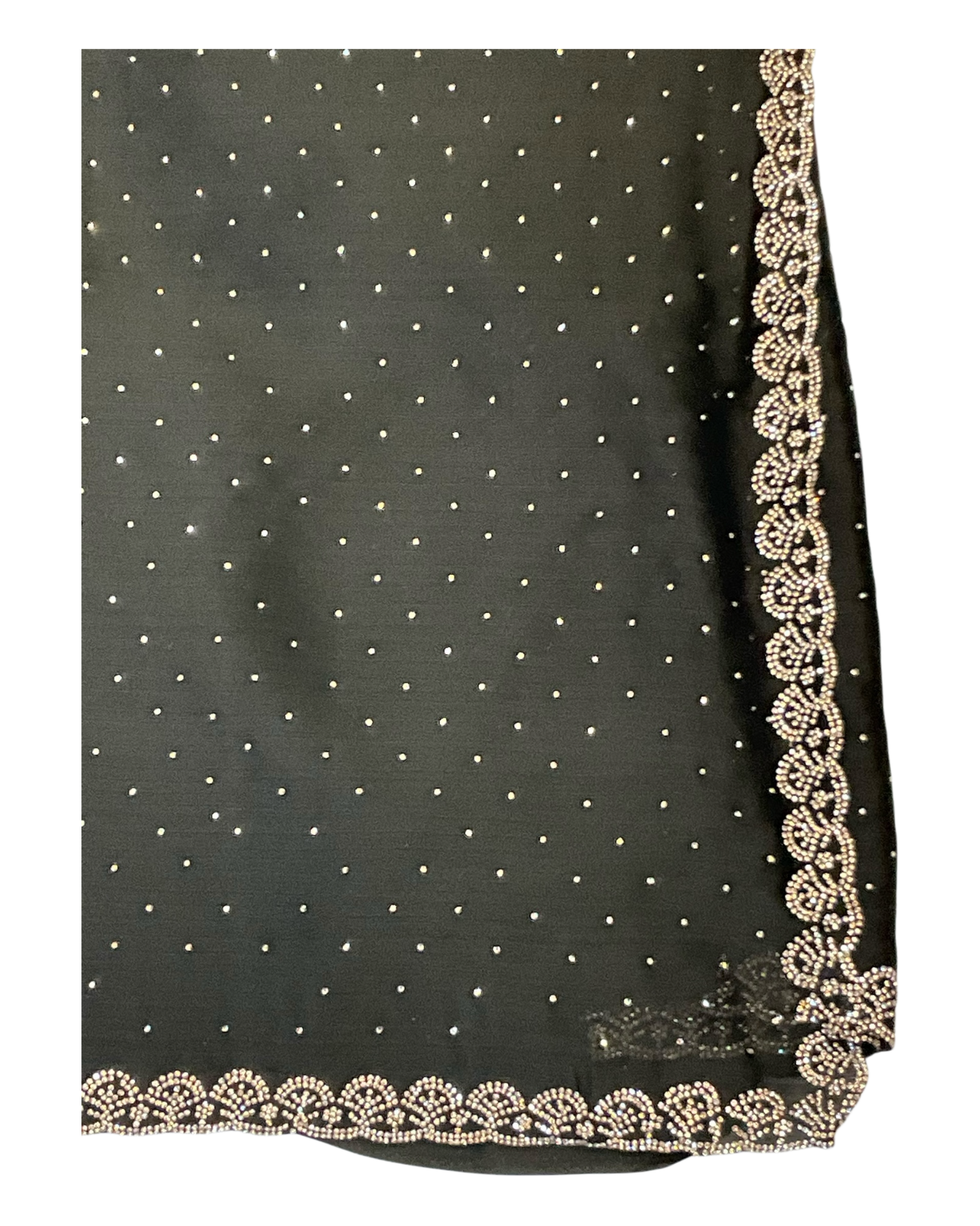 Dark Grey - Rich Saree with Stone Work Border and Blouse Piece - UK stock - 24hr Dispatch - RS2509 VA