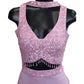 Baby Pink - Designer Ladies Short Top Palazzo Trousers Suit - Size 12 (38") - VMK BADAL PY