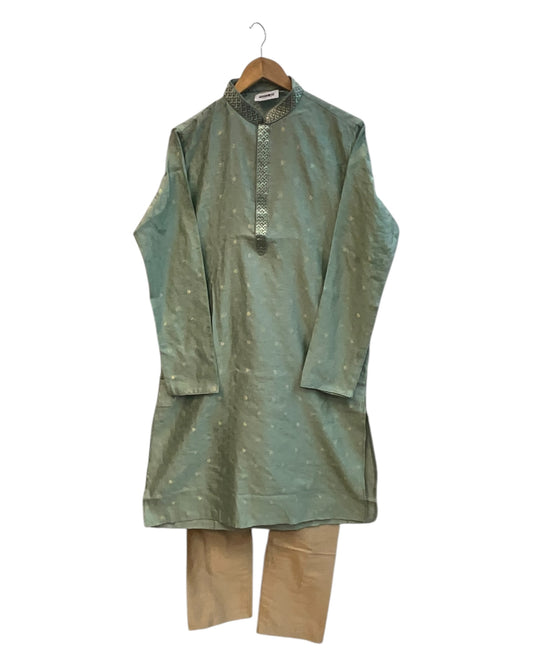 Mint Green - Well Made Mens Indian Kurta set - UK Stock - Weddings / Walimas , Sangeet, Diwali, Eid, Mehndi / Henna - NAD25710 VY