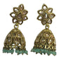 Mint Green - Small - Antique Finish Traditional Zhumki Earrings - Bollywood - Weddings - SV2407 J 0724