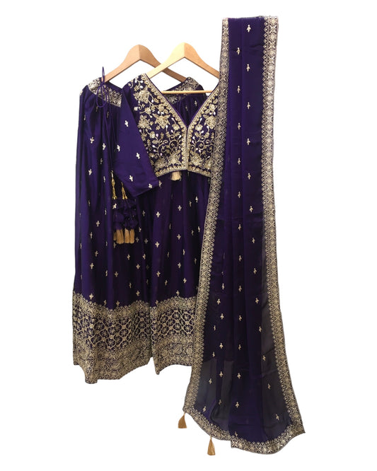Purple - Lehenga Set - Size 12(38") - UK Stock - 24h Dispatch - SWA2408 RY 0524