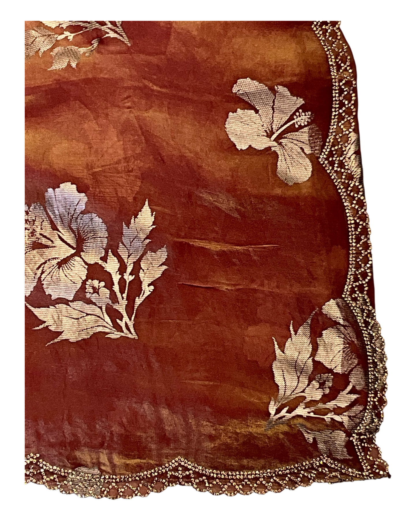 Burnt Orange / Rust - Floral Printed Blouse Piece - UK stock - 24hr Dispatch - RS2504 VP