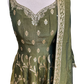 Size 12 (38") - Henna Green - Designer -  Ladies Long Top / Dress Anarkali Trousers Suit - VMK Harleen CY