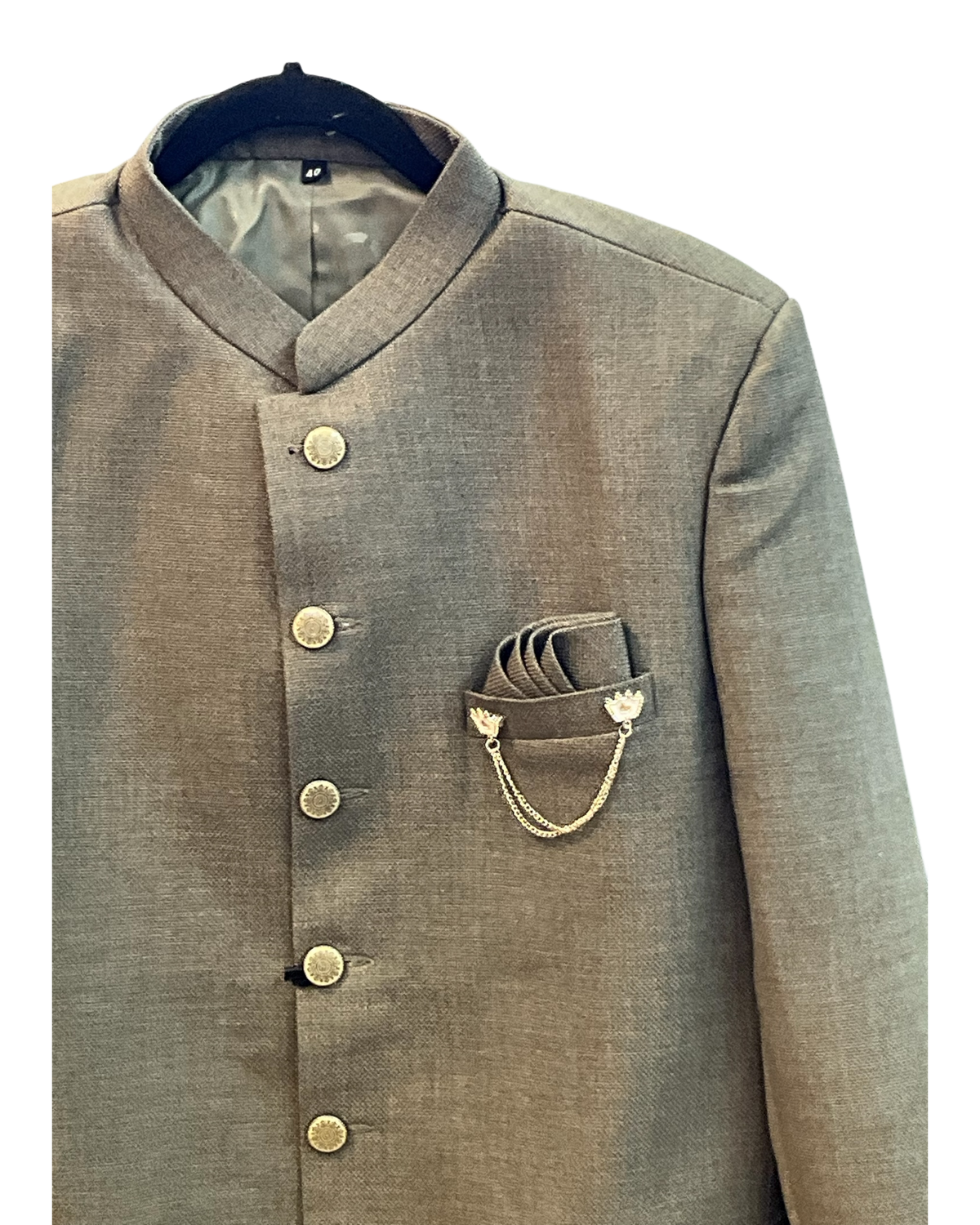 Olive Green - PREMIUM Slim Fit Mens Jute BandhGala / Prince / Chinese Collar Jacket - Fantastic Fit - CS2604 TV