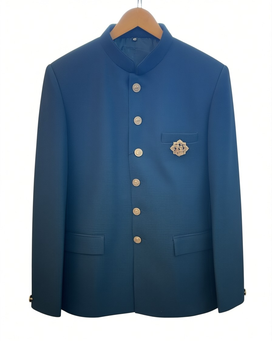 Size 40" Chest - Dark Teal Blue - PREMIUM Slim Fit Mens Jute BandhGala / Prince / Chinese Collar Jacket - Fantastic Fit - CS2603 TH
