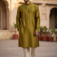 Golden - Banarasi Handloom Brocade Mens Indian Kurta set - UK Stock - Weddings / Walimas , Sangeet, Diwali, Eid, Mehndi / Henna - VEE2532 KR