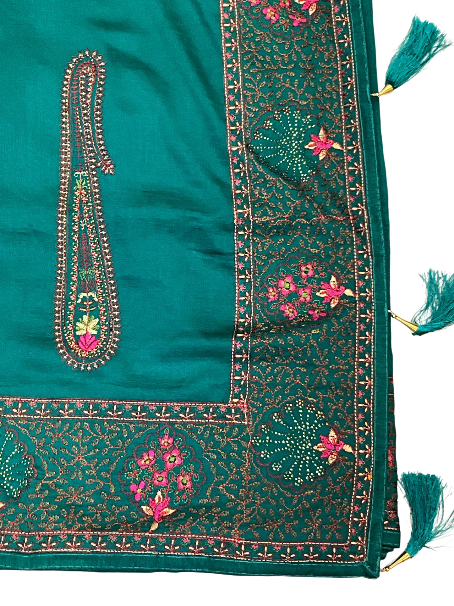 Turquoise Green - Classic Saree with Thread Work and Blouse Piece - UK stock - 24hr Dispatch - RS2505 VY