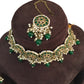 Green - Large Size Antique Gold Finish Necklace Set with Earrings - RAK05  VY 0424