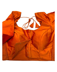 Rust / Dark Orange - HYBRID Silky Saree blouse - With Elastic on both side for Great fit - Size 36