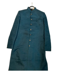 Teal - Classic Banarasi Handloom Brocade Sherwani with quality Buttons -  BS788 08JC25