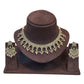 Gold / Neutral - Large Size Antique Gold Finish Necklace Set with Earrings - KAJ1015  KK 0525