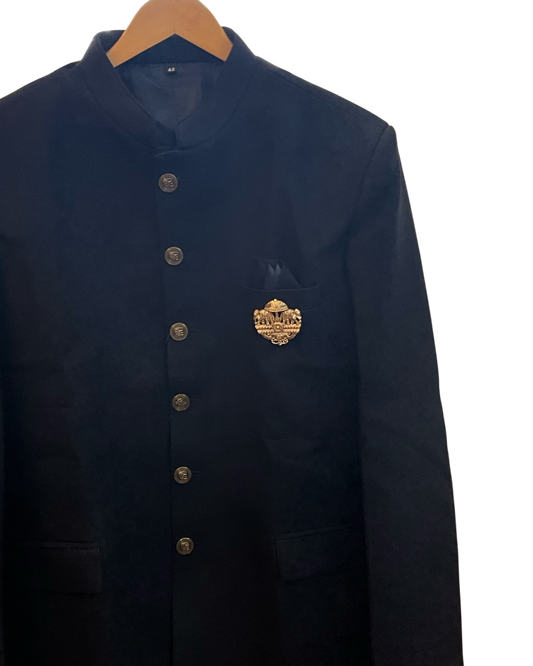 Size 42" Chest - Dark Navy Blue - PREMIUM Slim Fit Mens Jute BandhGala / Prince / Chinese Collar Jacket - Fantastic Fit - CS2603 TH