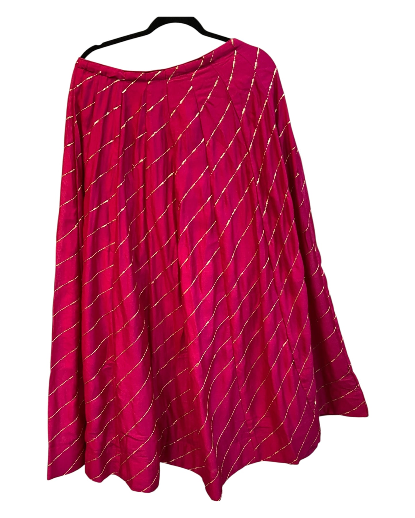 Fuchsia / Magenta -  Dupion Silk Lehenga Set - Garba / Dandia , Mehndi / Sangeet / Weddings - Size UK 12 (38" Bust) Adjustable to Size 14 - UK Stock - 24h Dispatch - AF2506 09TY25