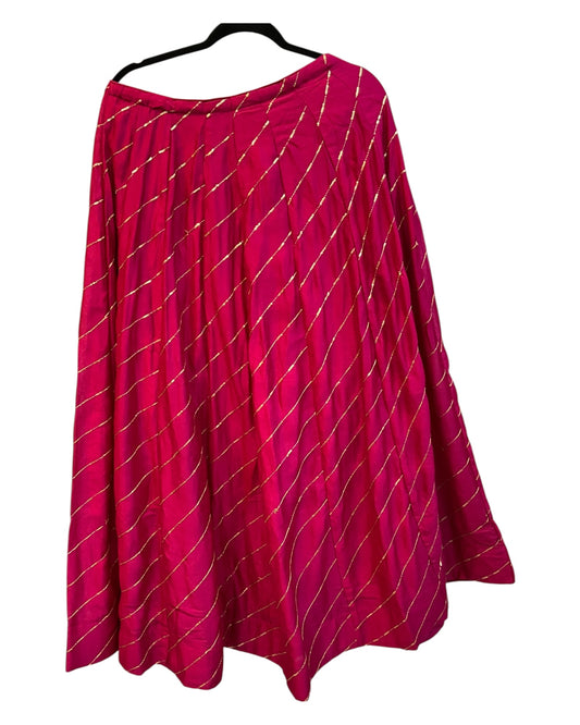Fuchsia / Magenta -  Dupion Silk Lehenga Set - Size UK 12 (38" Bust) Adjustable to Size 14 - UK Stock - 24h Dispatch - AF2506 09TY25