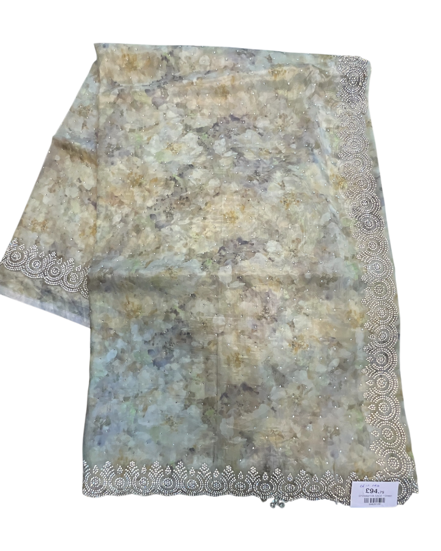 Sage Green - Fancy Embroidered Saree with Blouse Piece - UK stock - 24hr Dispatch - SP250621 VA