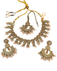 Peach - Large Size Necklace Set with Earrings - PRI1752 KK 0424