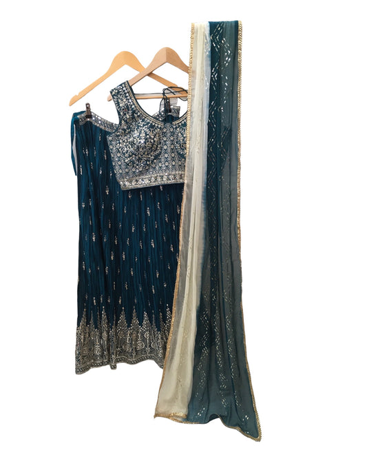 Turquoise Blue - Ready Made Lehenga Set - Size 12 - 38"(Loosen up to 14) ) UK Stock - 24h Dispatch - KTC2427  TT 0524
