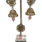 Pink - Medium - Antique Gold Finish Necklace Set with Earrings - DAJ531 KY 0724