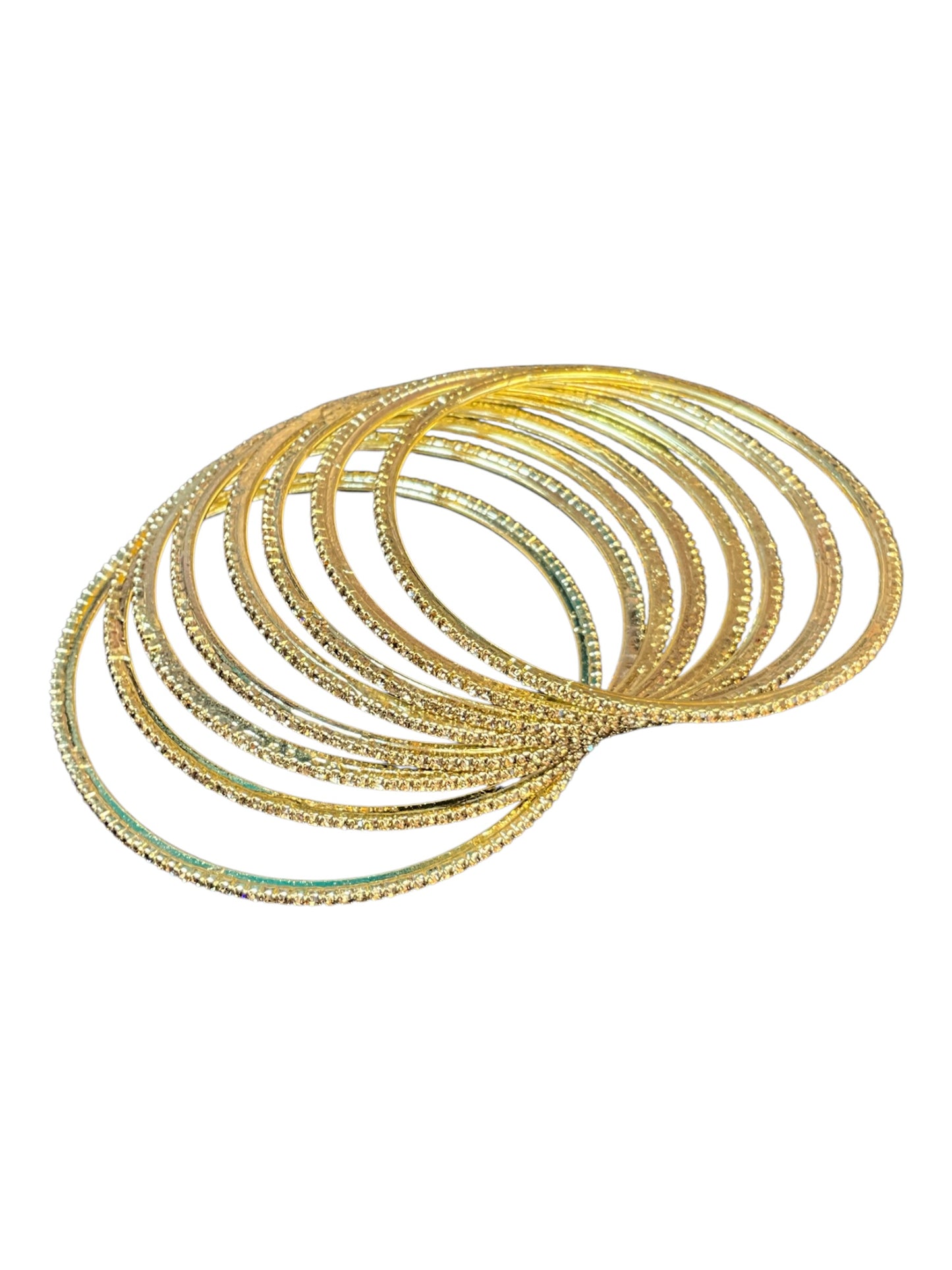 Antique / Dark Gold Stones - Set of 8 Diamante Stone Bangles -  M to XXL - HAN2602 07Ka26