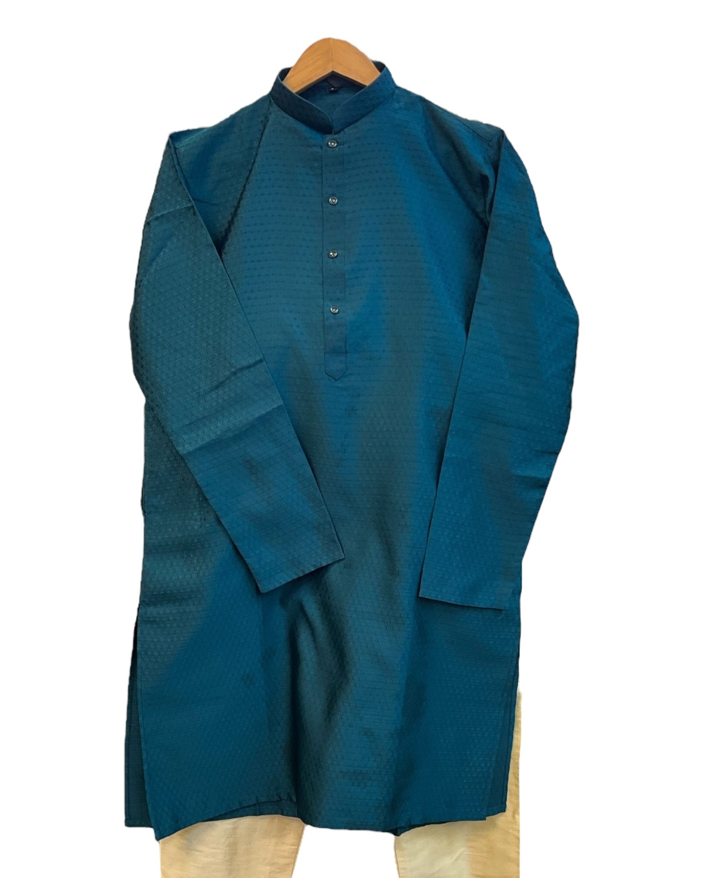 Teal - Banarasi Handloom Brocade Mens Indian Kurta set - UK Stock - Weddings / Walimas , Sangeet, Diwali, Eid, Mehndi / Henna - VEE2521 KJ