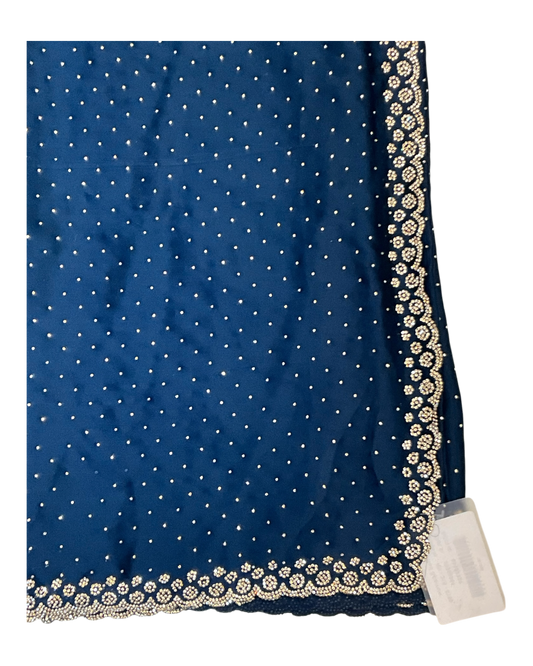 Navy Blue - Rich Saree with Stone Work and Blouse Piece - UK stock - 24hr Dispatch - RS2514 VC