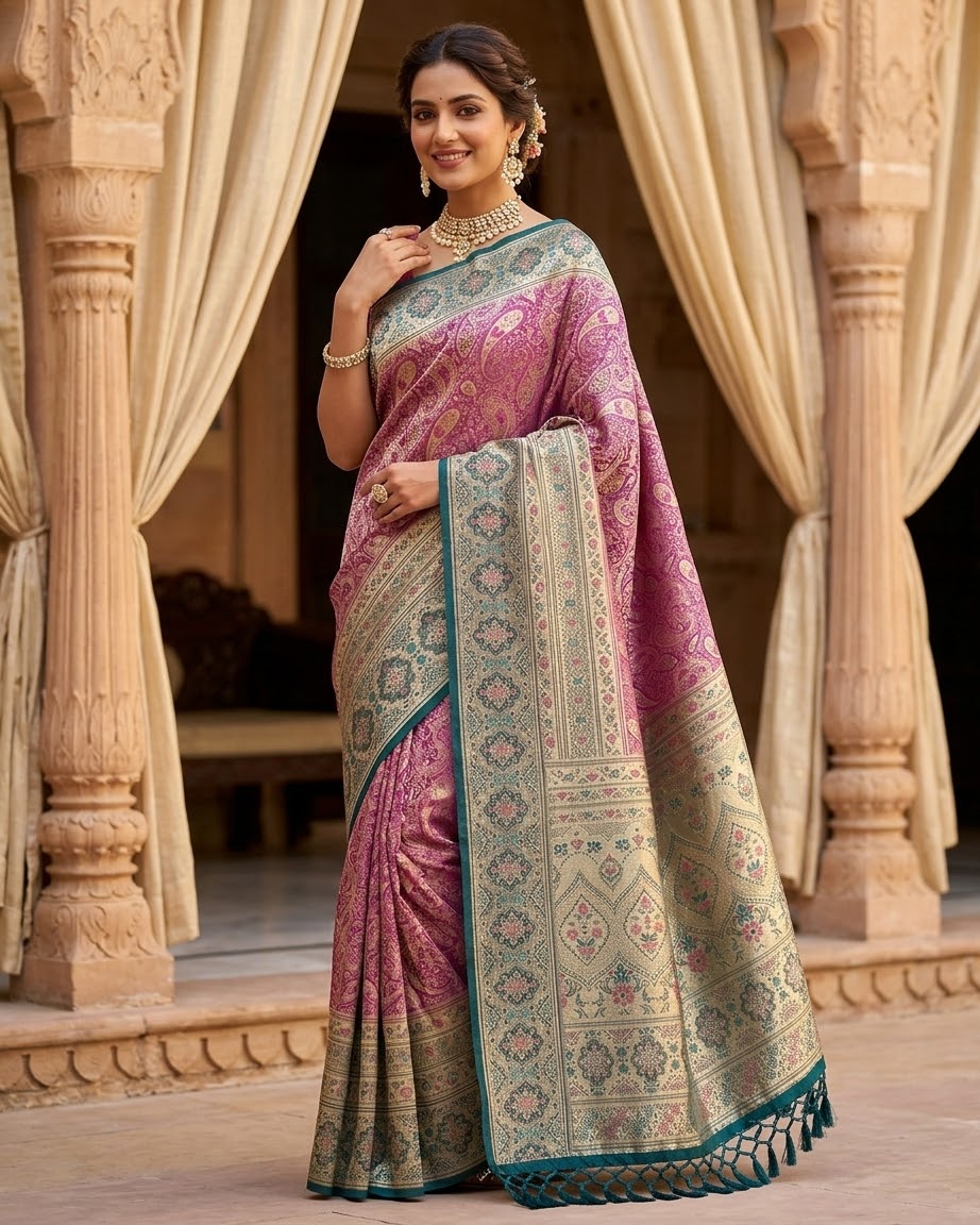 Wine - Rich Brocade Traditional Handloom Saree with Blouse Piece - UK stock - 24hr Dispatch - SP2627 TV