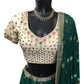 Green - Delicately Embroidered Chiffon Designer Lehenga Set - UK 12-16 - UK Stock - 24h Dispatch - NE2402 KYP 0724
