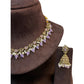 Lilac - Medium Size Antique Gold Finish Necklace Set with Earrings - RAK375 Pp