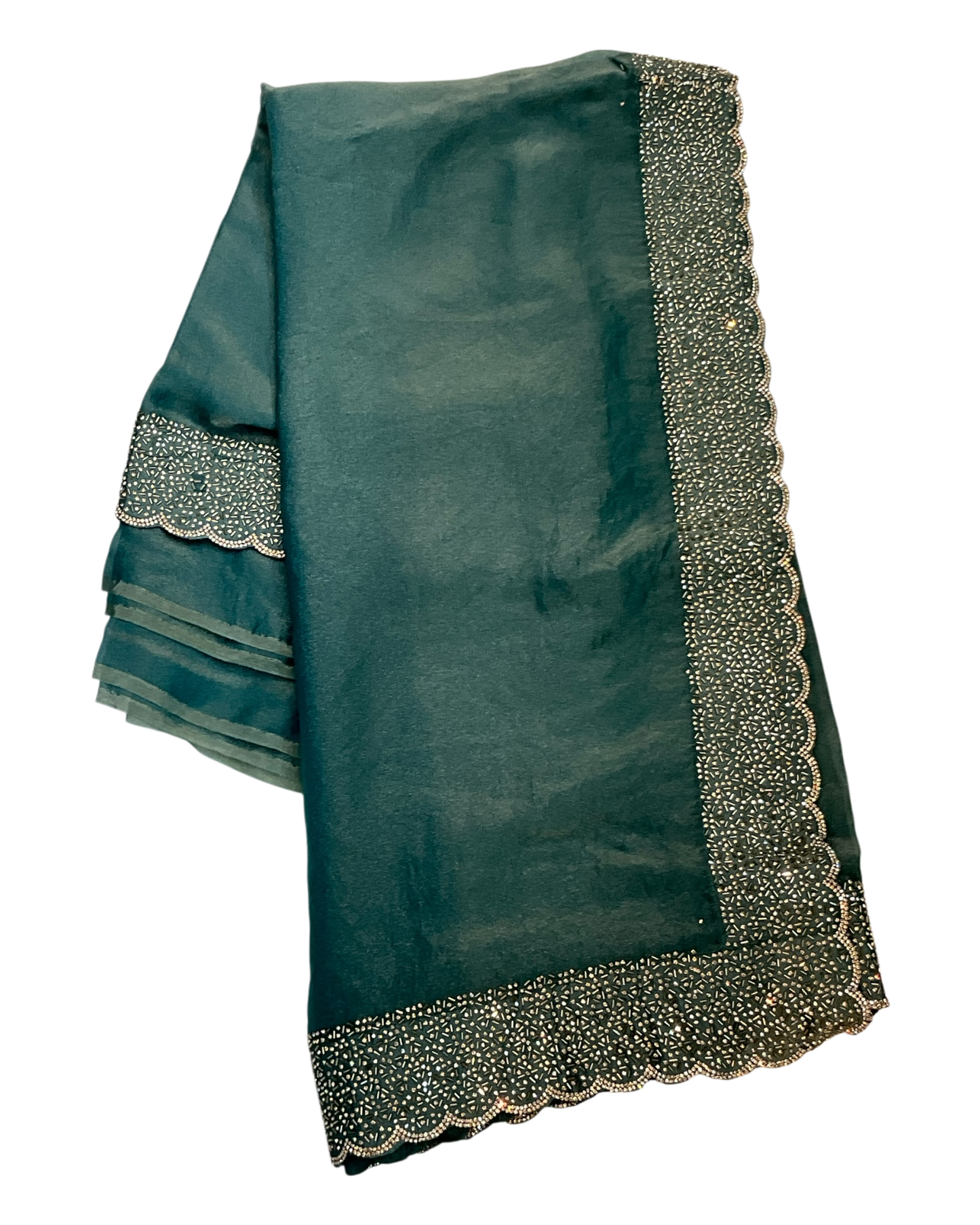 Turquoise Blue - Classic Saree with Stone Work Border and Blouse Piece - UK stock - 24hr Dispatch - RS2538 VP